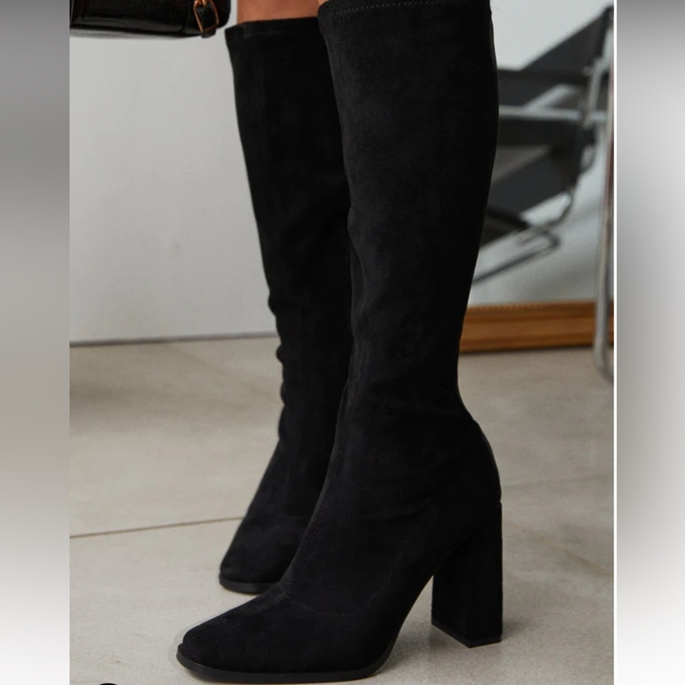 BLACK SUEDE LONG BOOTS